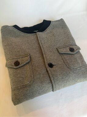 Indigo Star Men's Grey Herringbone Crewneck Wool Look Jacket